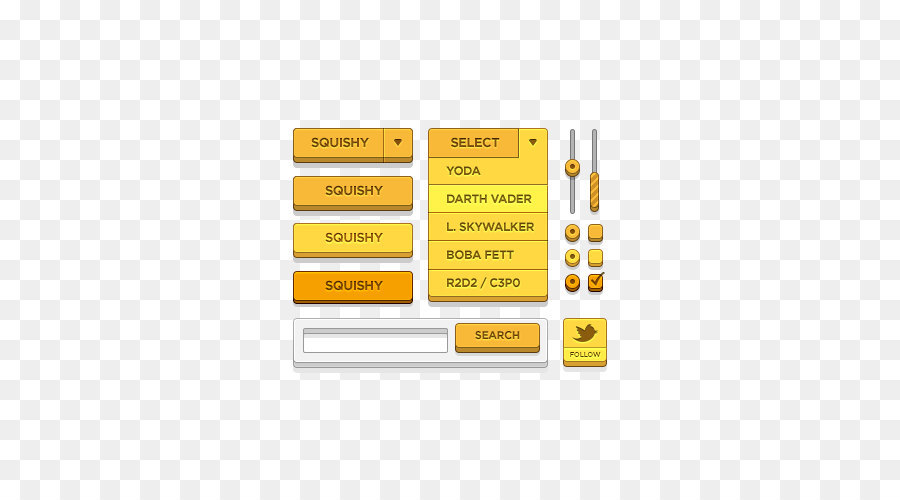 عناصر واجهة المستخدم الصفراء，أزرار PNG