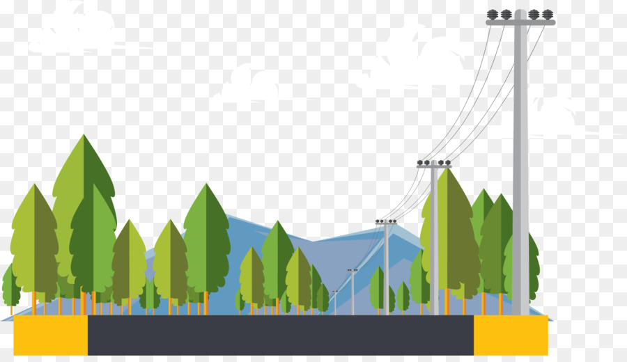 خطوط الكهرباء والأشجار，كهرباء PNG