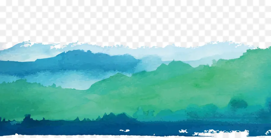 المناظر الطبيعية بالألوان المائية，لوحة ألوان مائية PNG