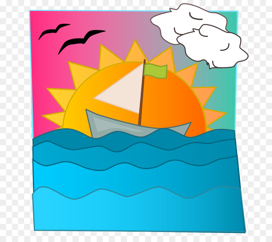 القارب，غروب الشمس PNG