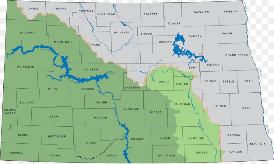 خريطة داكوتا الشمالية，المقاطعات PNG