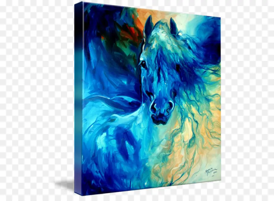 اللوحة，الأزرق الخيول PNG