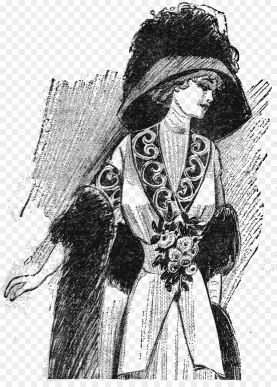 امرأة مع قبعة，الرسم PNG
