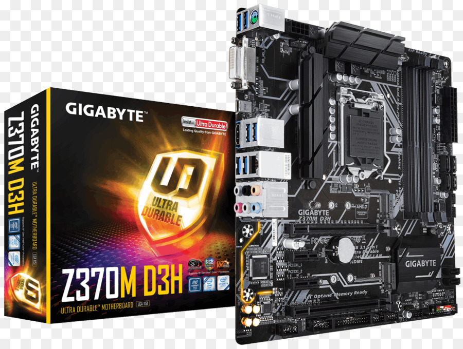 إنتل，اللوحة الرئيسية Gigabyte Z370m D3h قاعدة Pc Intel 1151v2 شكل عامل م PNG