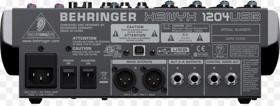 الميكروفون，Behringer Xenyx X1204usb PNG