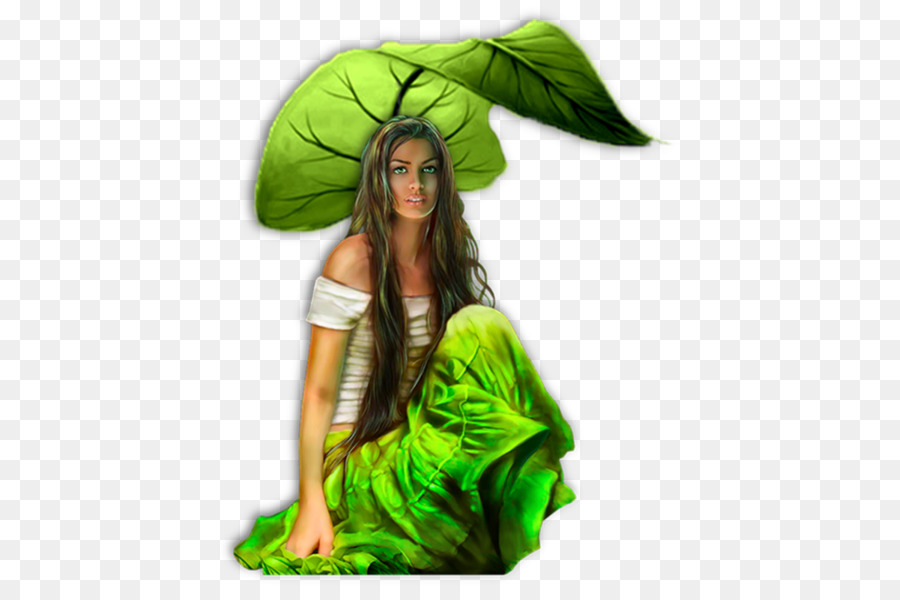 المرأة في الأخضر，خرافية PNG