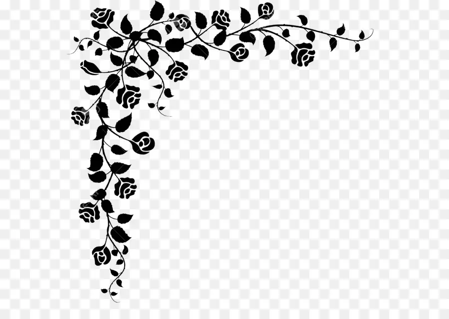 تصميم الأزهار，الأسود و الأبيض PNG