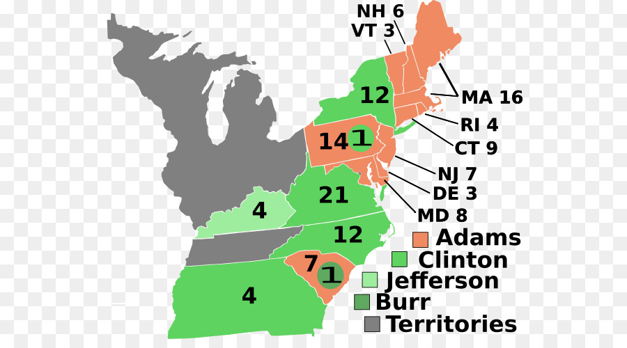 الولايات المتحدة الانتخابات الرئاسية عام 1796，الولايات المتحدة الانتخابات الرئاسية 1800 PNG