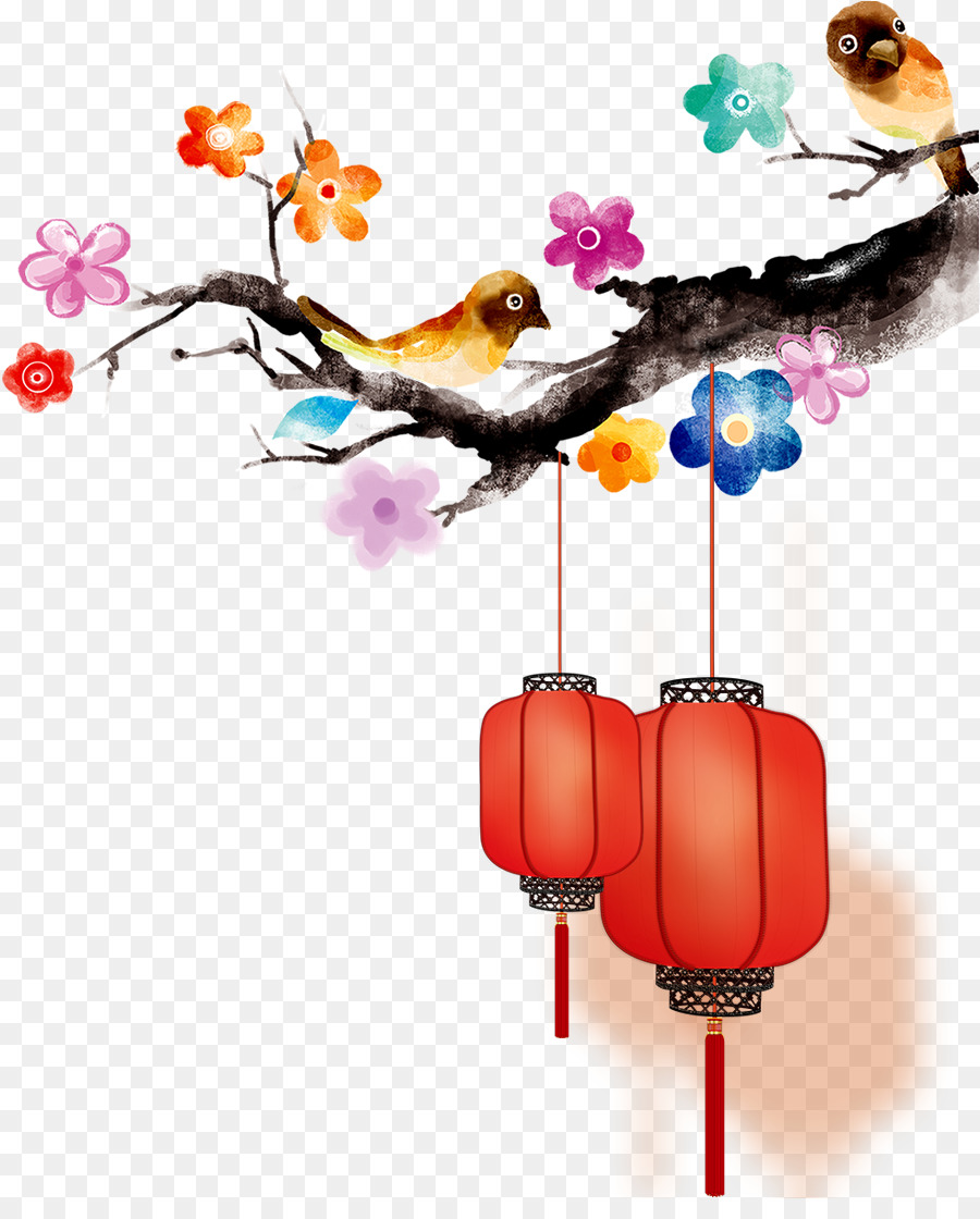 السنة الصينية الجديدة，الرسم بالألوان المائية PNG