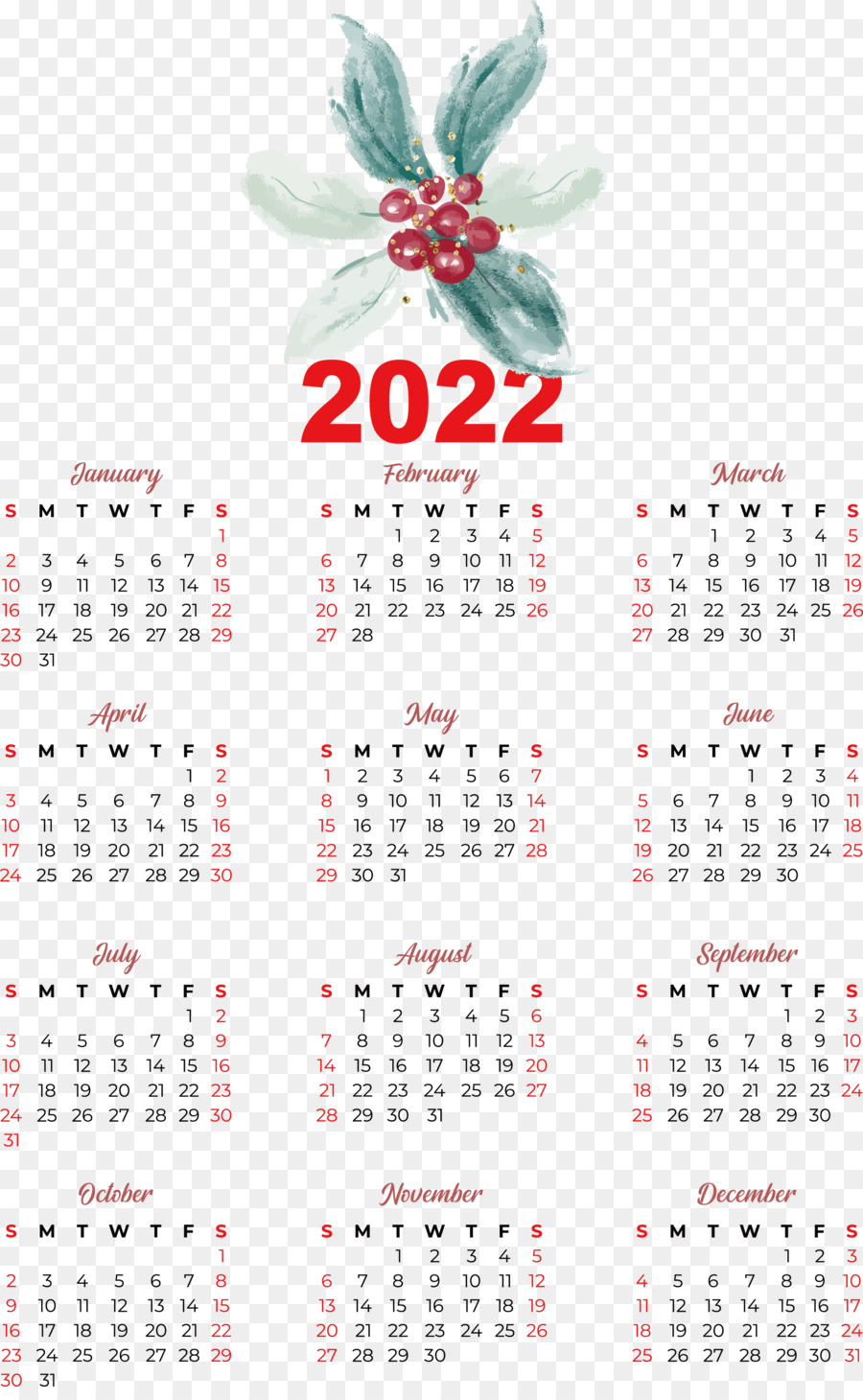 تقويم 2022，بلح PNG