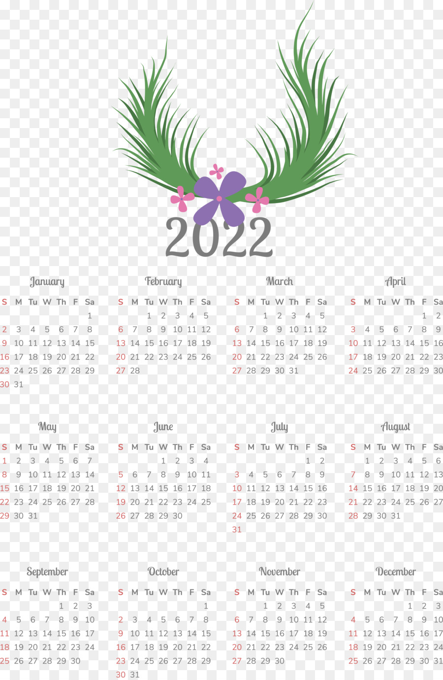 تقويم 2022，بلح PNG