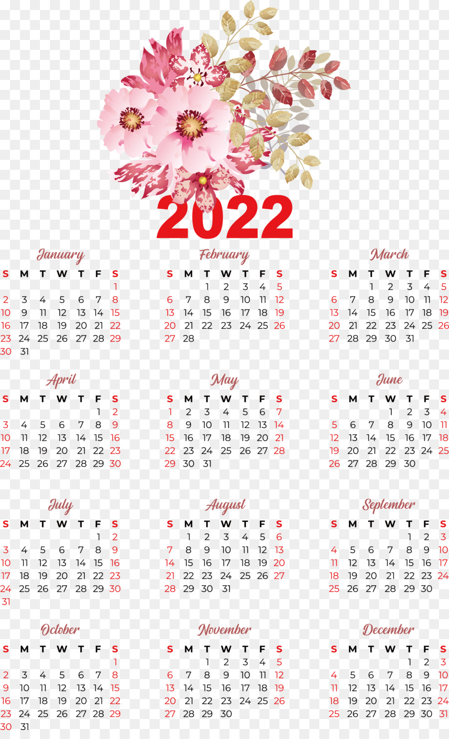 تقويم 2022，بلح PNG