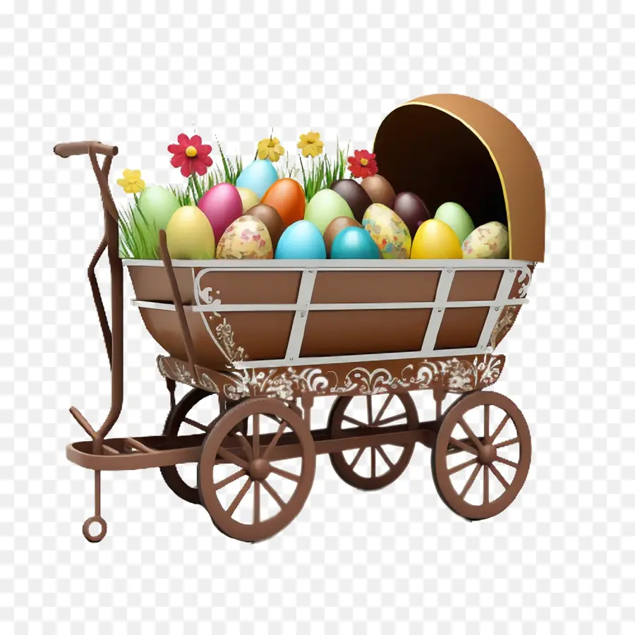 عربة الحديقة，بيض عيد الفصح PNG