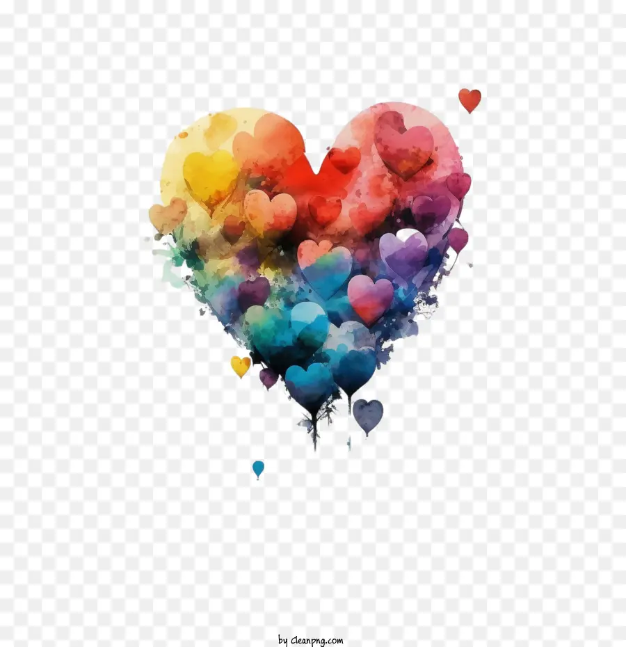 ألوان مائية القلب，البالونات ذات الألوان المائية PNG