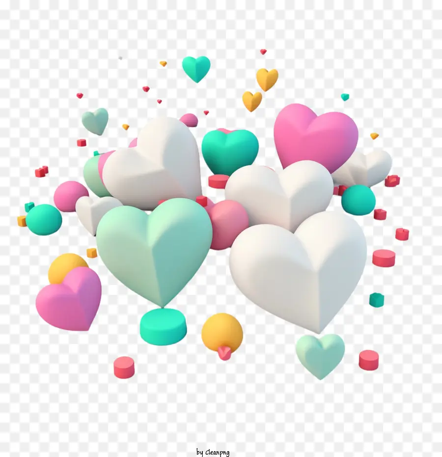 قلوب لطيفة，قلوب ثلاثية الأبعاد PNG