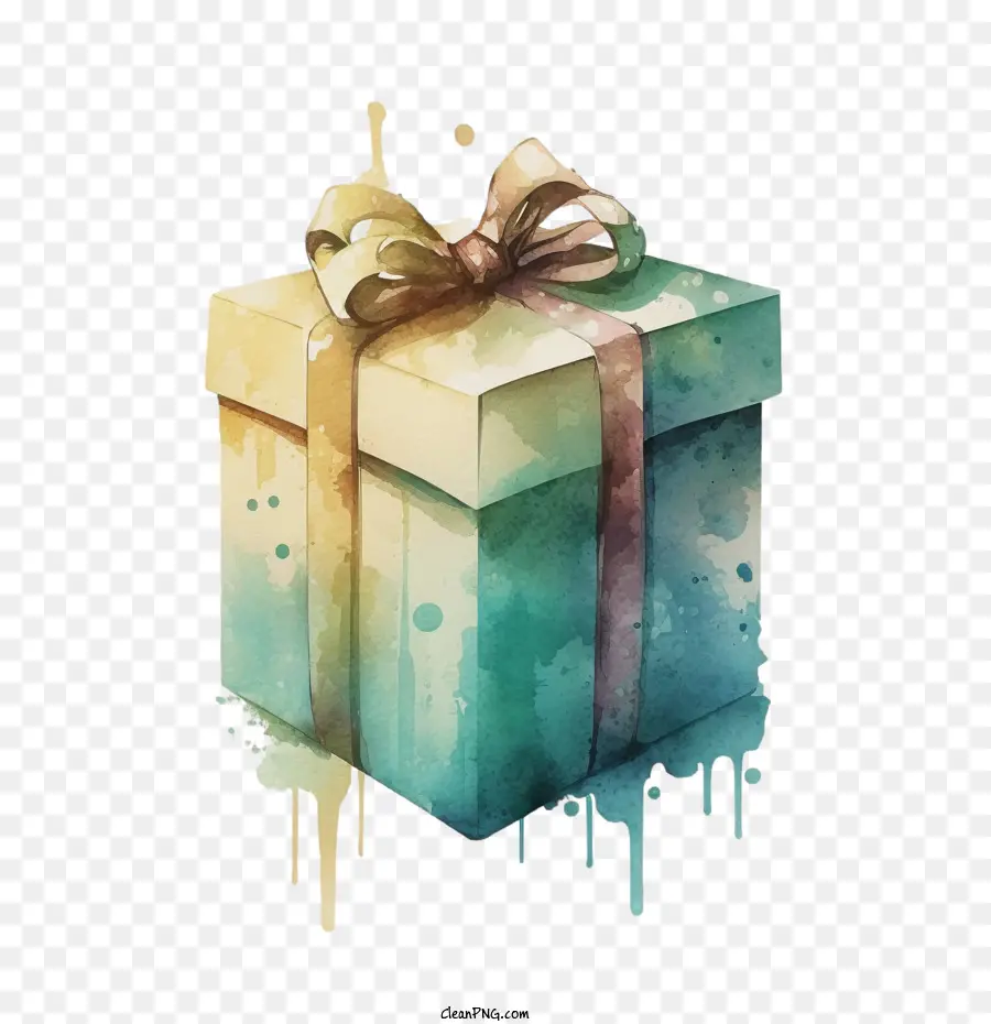 ألوان مائية هدية مربع，صندوق هدايا بسيط PNG