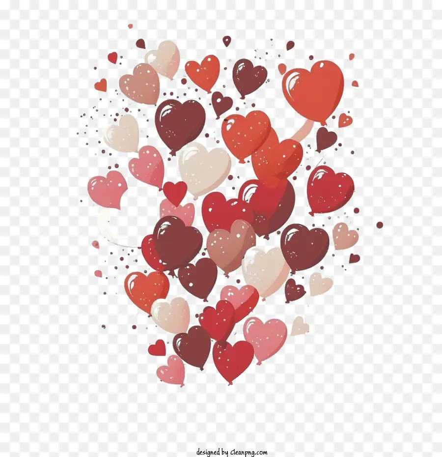 البالونات الحمراء والوردية，بالونات القلب PNG