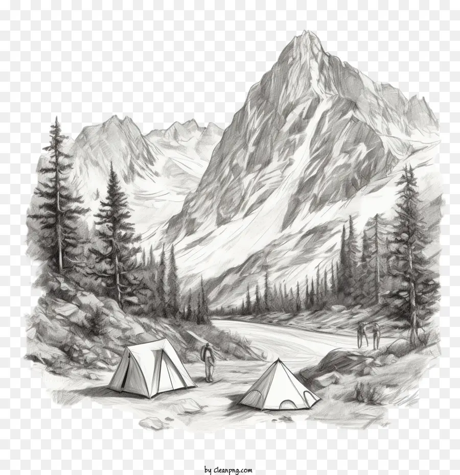 التخييم，رسم الجبل PNG