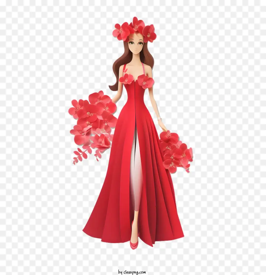 فستان الزفاف，فستان أحمر PNG