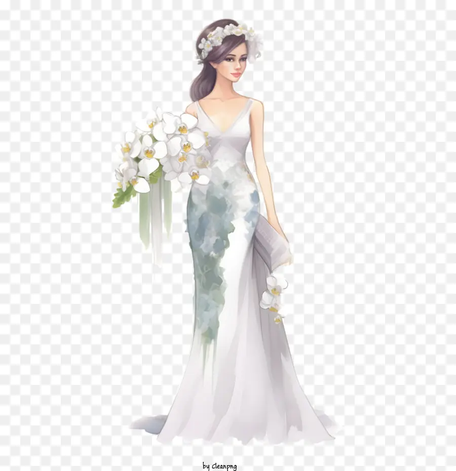 فستان الزفاف，فستان الزفاف بالألوان المائية PNG