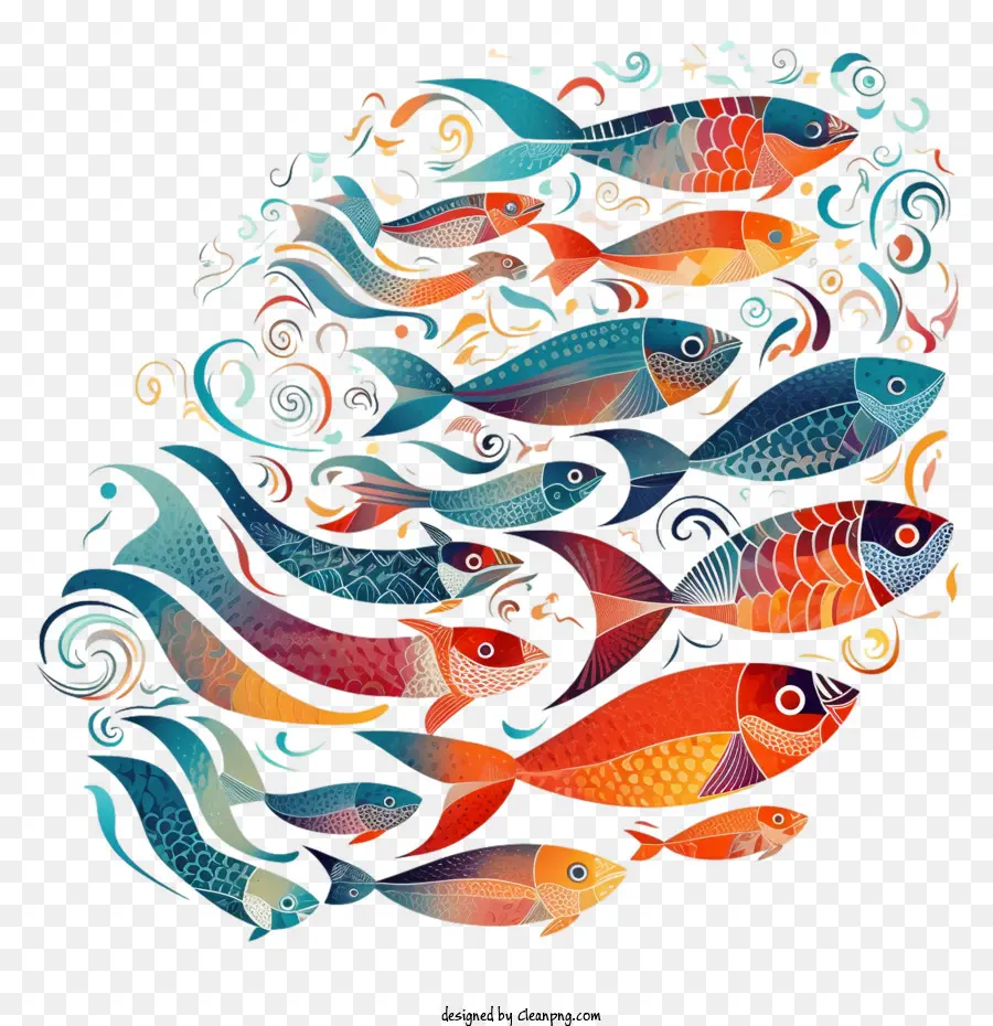 الأسماك，دوامة ، PNG