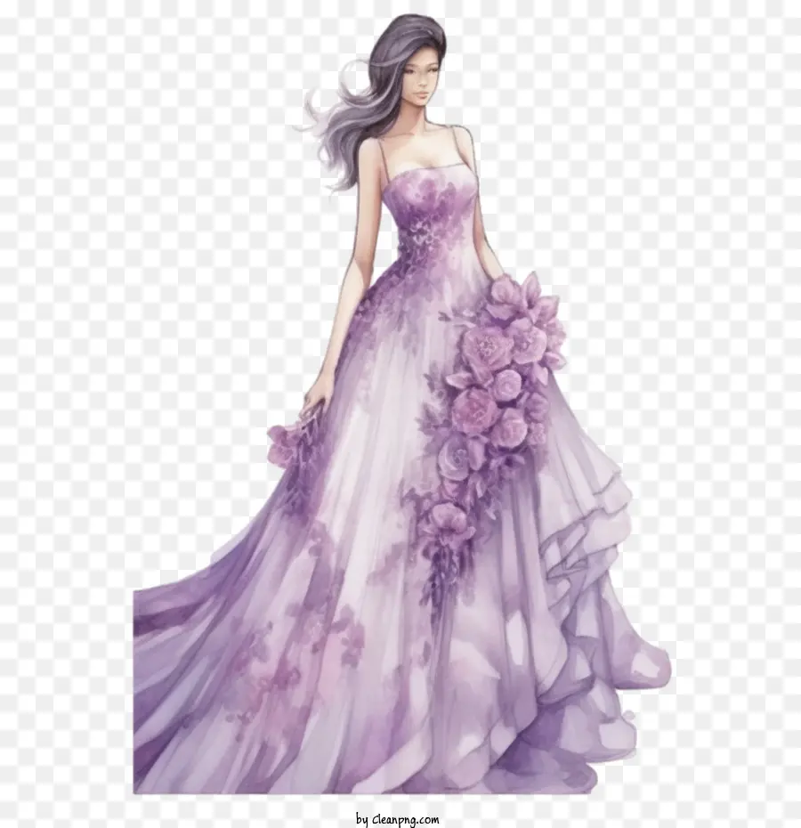 فستان الزفاف，اللباس الأرجواني PNG