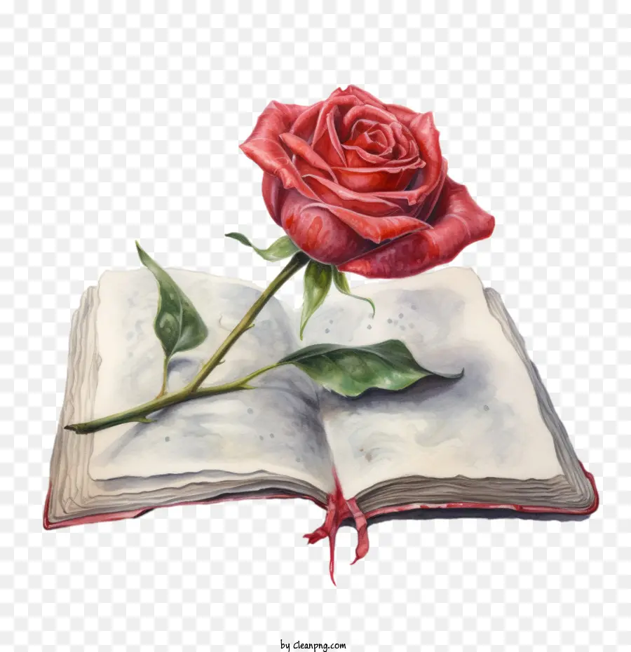وردة حمراء，كتاب خمر PNG