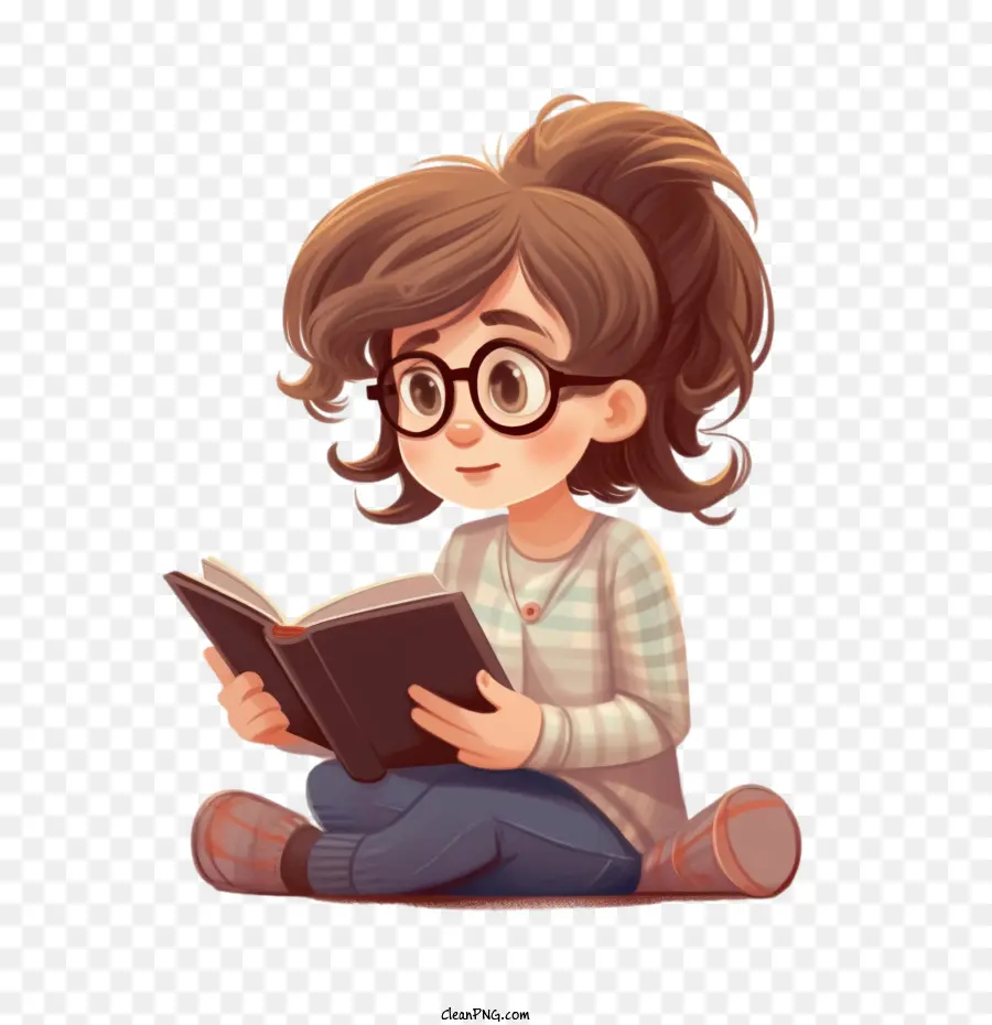 فتاة，قراءة كتاب PNG