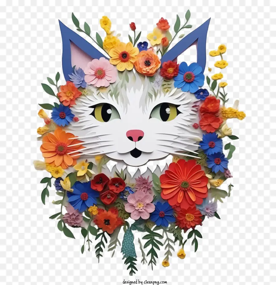 قطة الأزهار，القط PNG