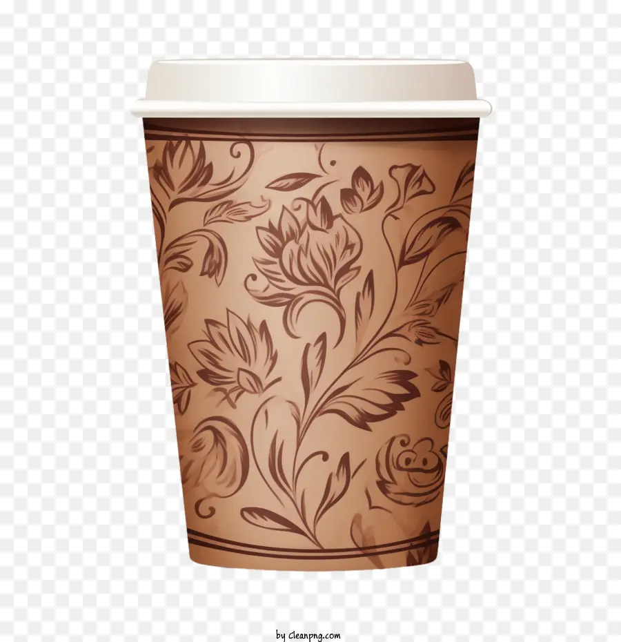 فنجان القهوة الورقية，الأزهار PNG