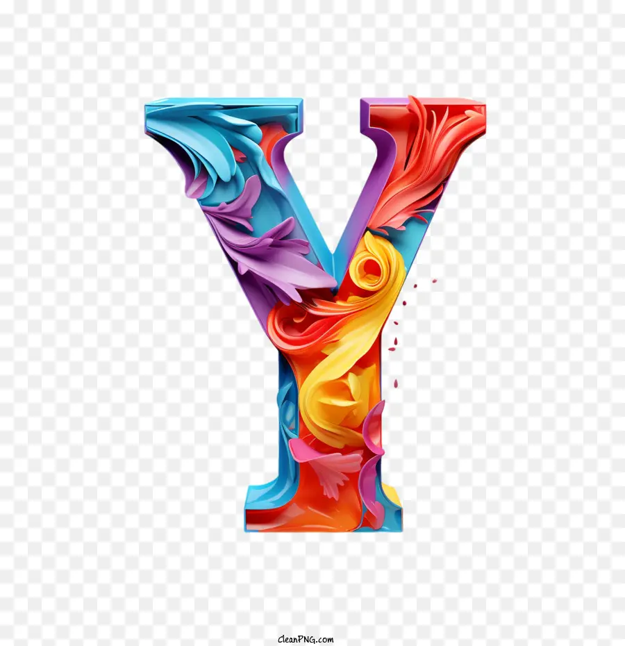 الحرف Y，ألوان مائية PNG