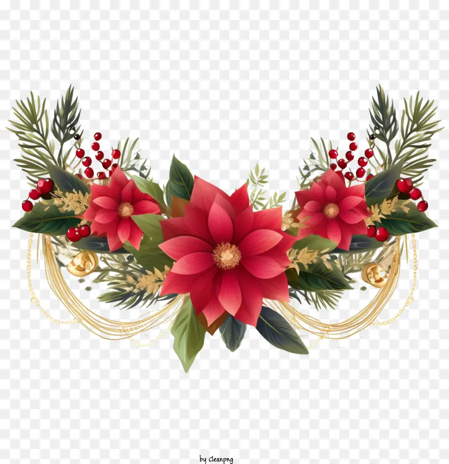 البونسيتة الحدود，عيد الميلاد اكليلا من الزهور PNG