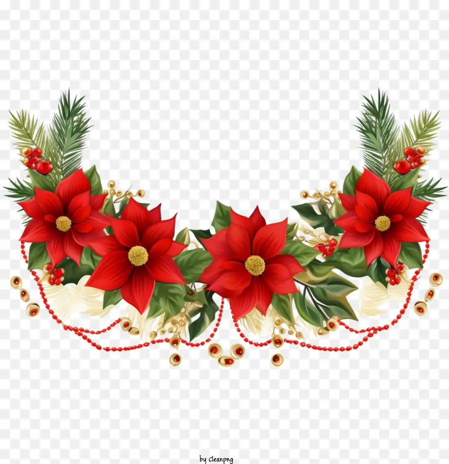 البونسيتة الحدود，عيد الميلاد اكليلا من الزهور PNG