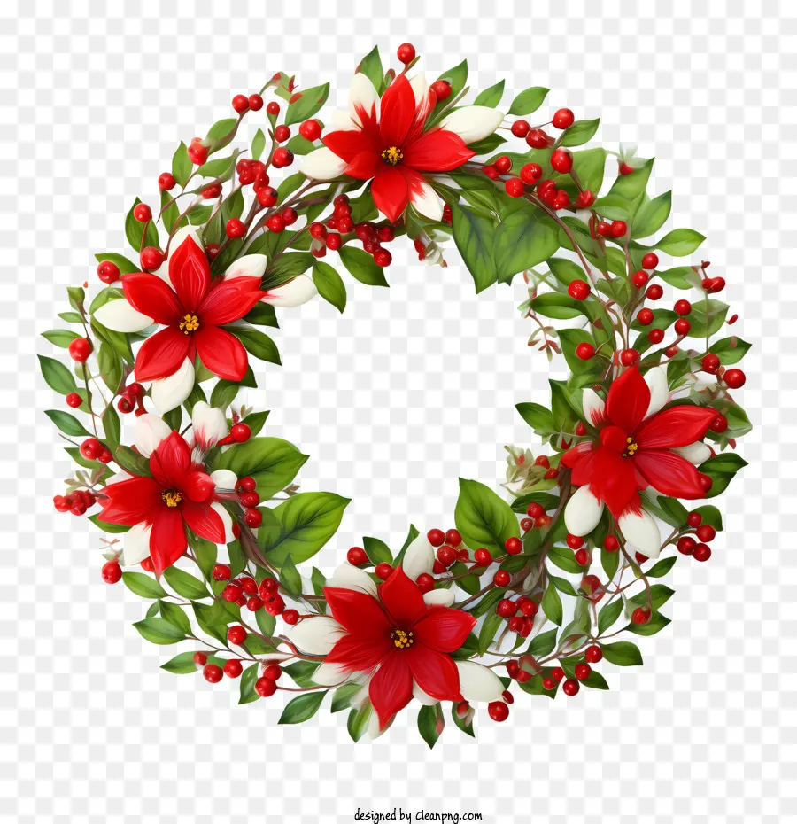 إكليل عيد الميلاد هولي，اكليلا من الزهور PNG