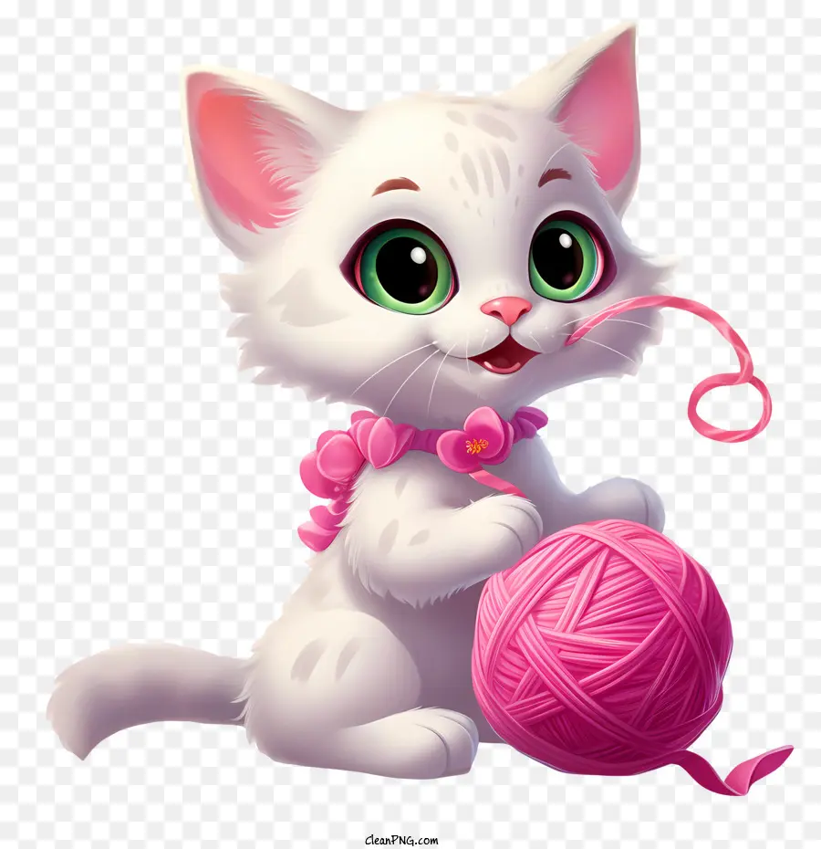 القط يلعب كرة الغزل，القط PNG
