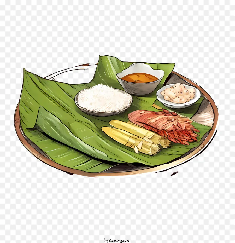 Onam Alakan الطعام，أوراق الموز PNG