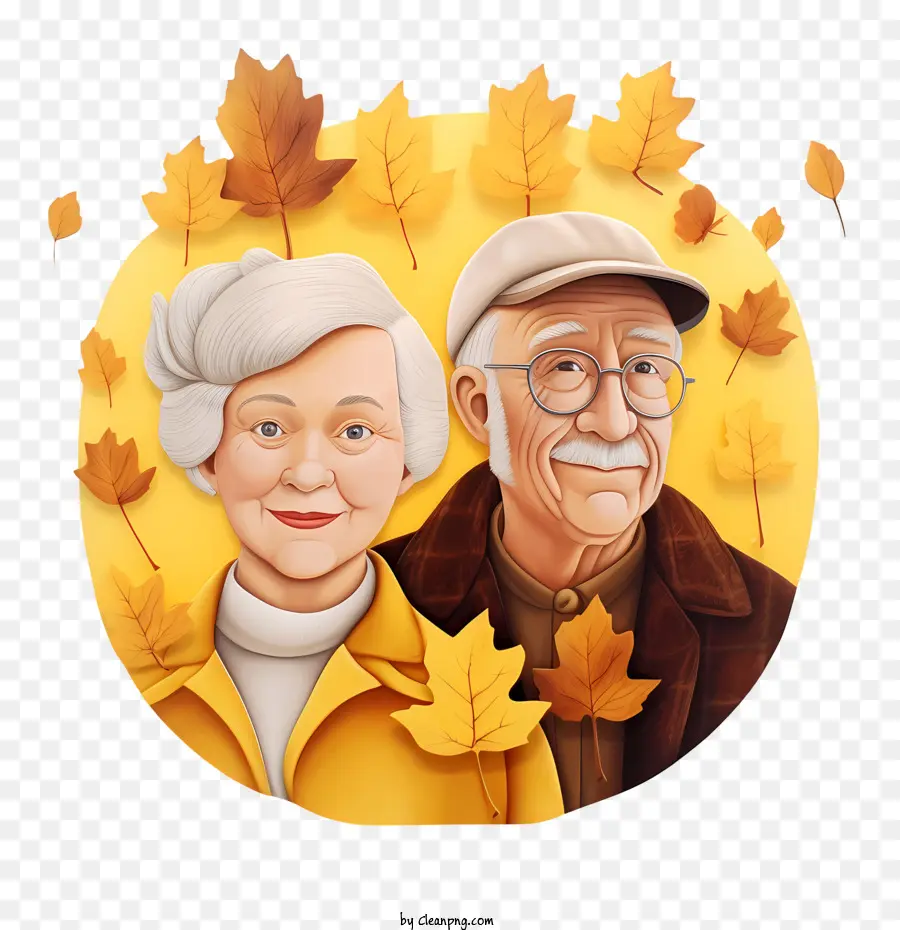 يوم الأجداد，زوجين المسنين PNG