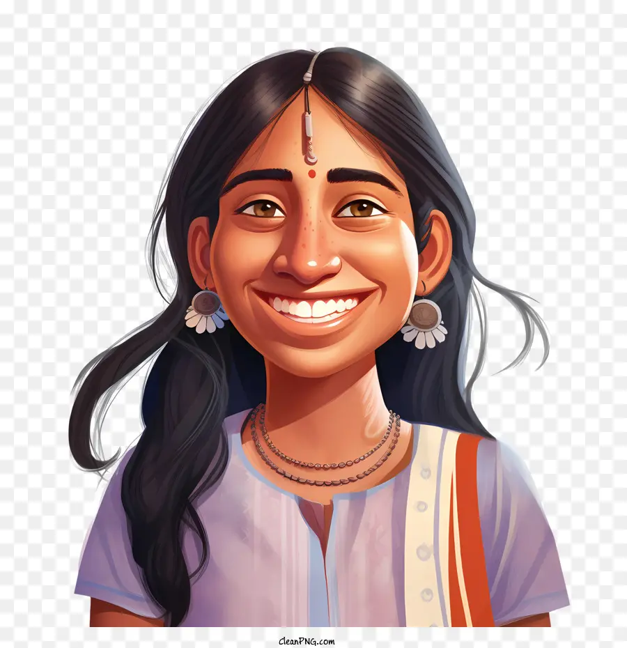 فتاة هندية，العالم ابتسامة اليوم PNG