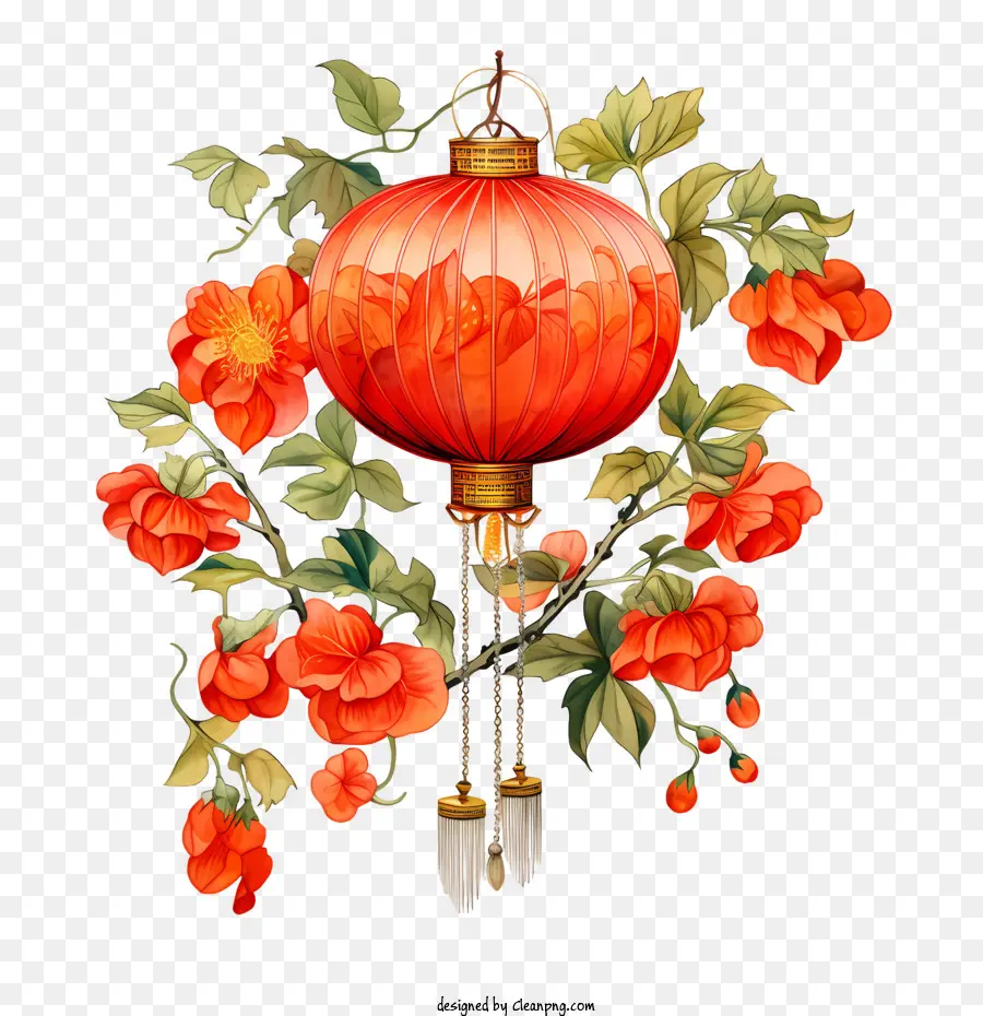 الفانوس الصيني，الأزهار PNG