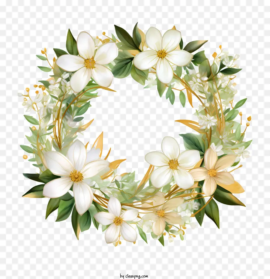 الزهور البيضاء，اكليلا من الزهور PNG