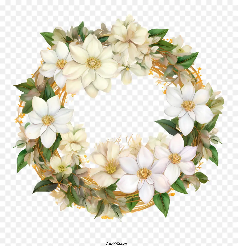 اكليلا من الزهور，الزهور البيضاء PNG