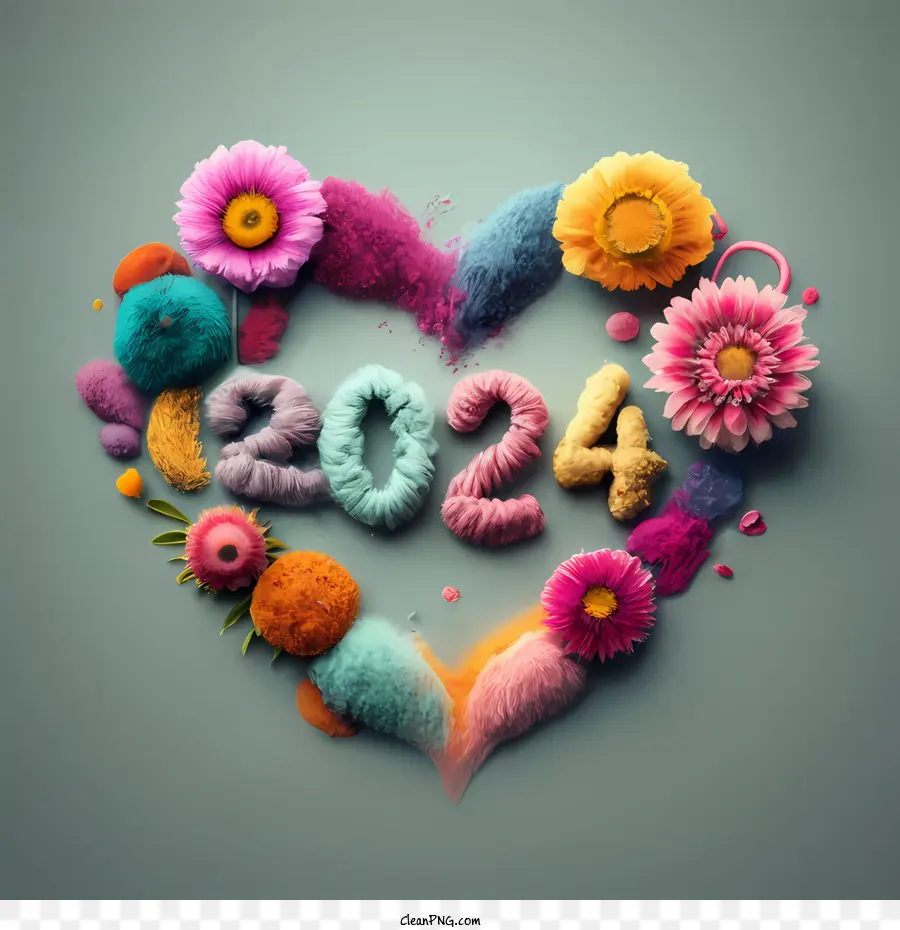 2024 سنة جديدة سعيدة，القلب PNG