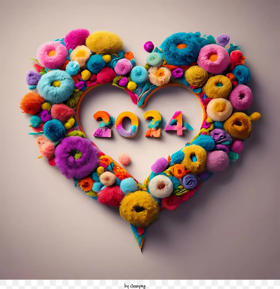 2024 سنة جديدة سعيدة，القلب PNG