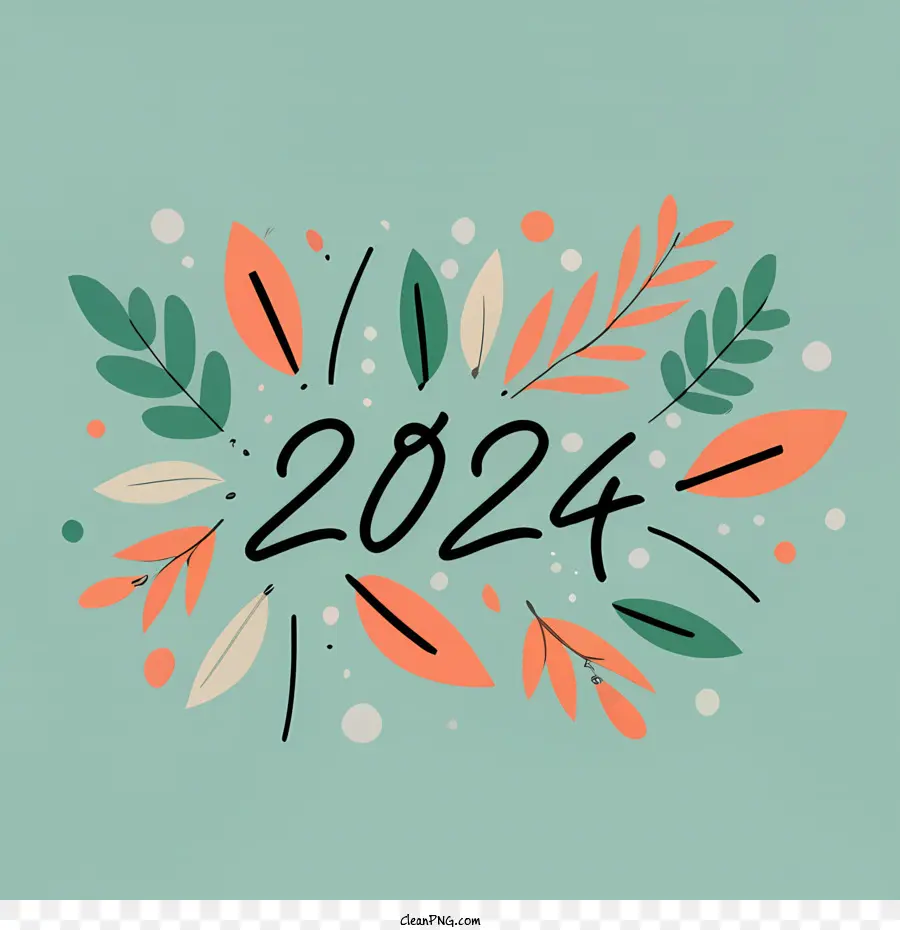 2024 سنة جديدة سعيدة，المساحات الخضراء PNG