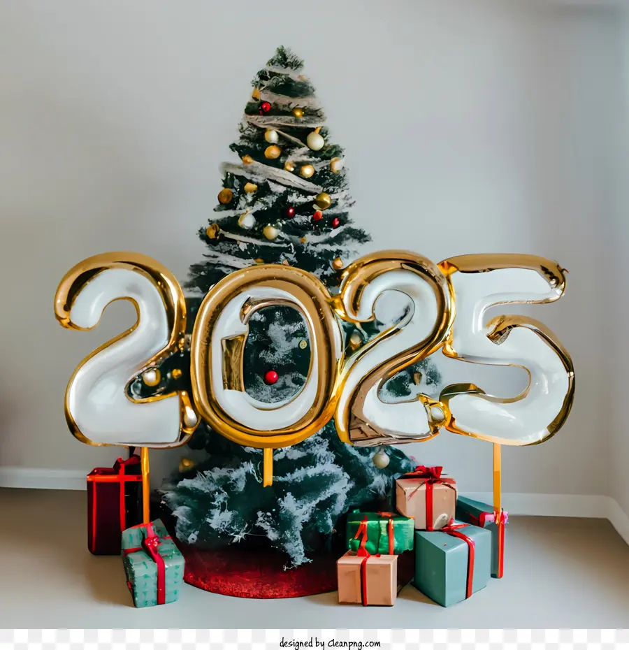 2025 سنة جديدة سعيدة，شجرة عيد الميلاد PNG