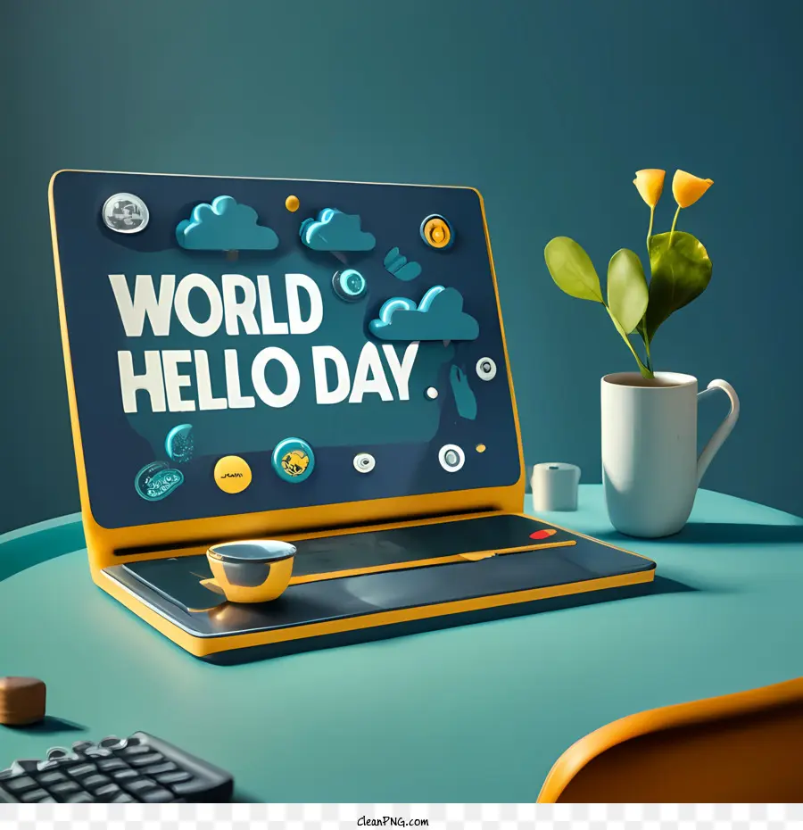 مرحبا العالم اليوم，الكمبيوتر المحمول PNG