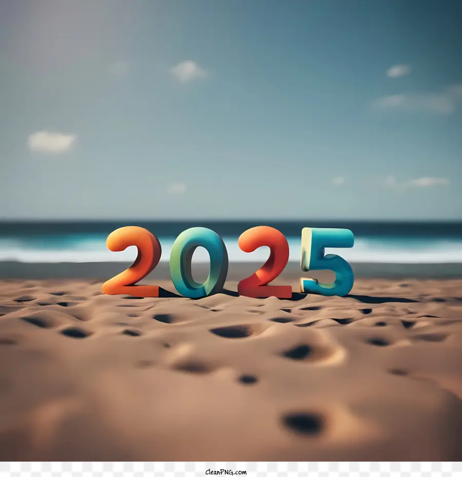 2025 سنة جديدة سعيدة，2025 Word Art PNG