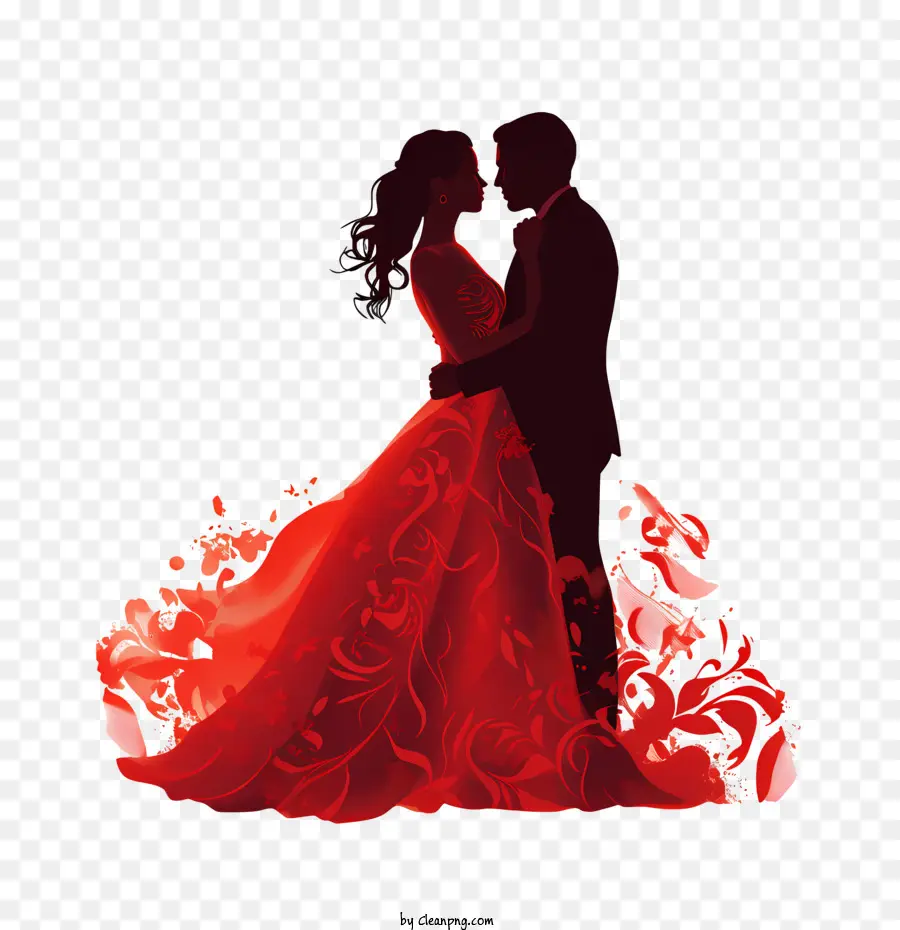 زوجين الزفاف والصورة الظلية，العروس PNG