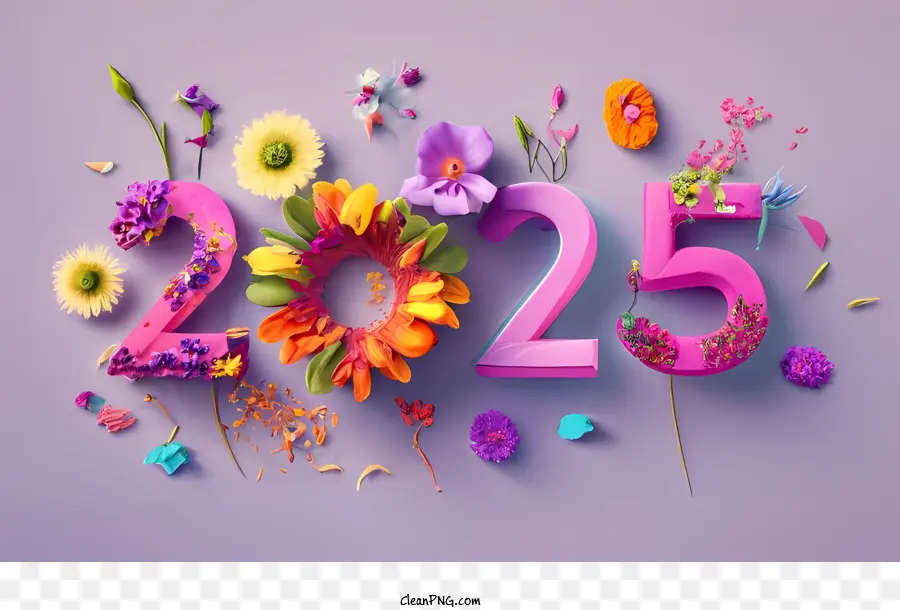 2025 سنة جديدة سعيدة，2025 Word Art PNG