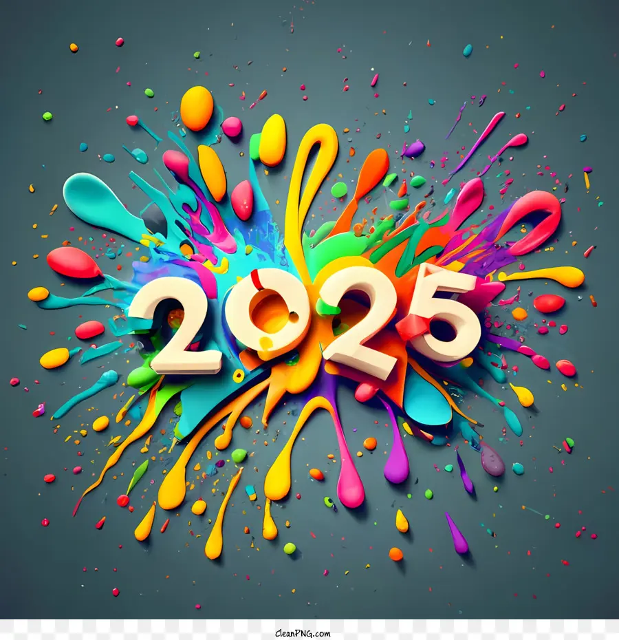 2025 سنة جديدة سعيدة，2025 Word Art PNG